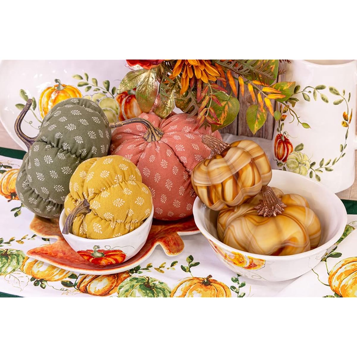 Boston International Cotton Table Runner, 13" x 72", Pumpkin Harvest