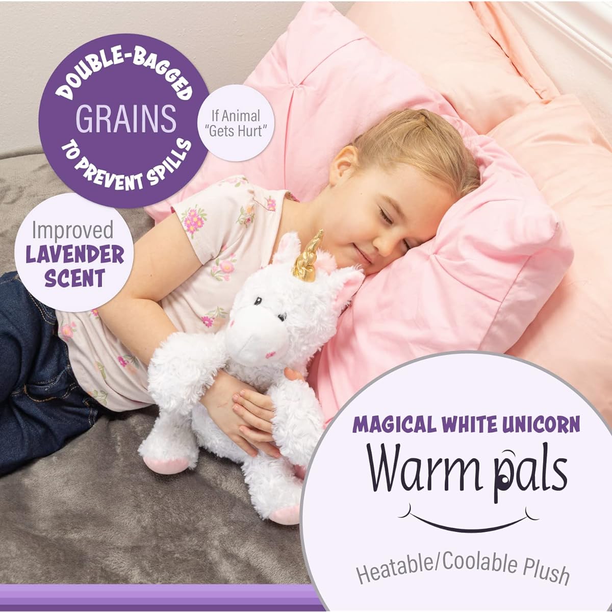 1i4 Group Warm Pals Microwavable Lavender Scented Plush Weighted Stuffed Animal - Magical Unicorn