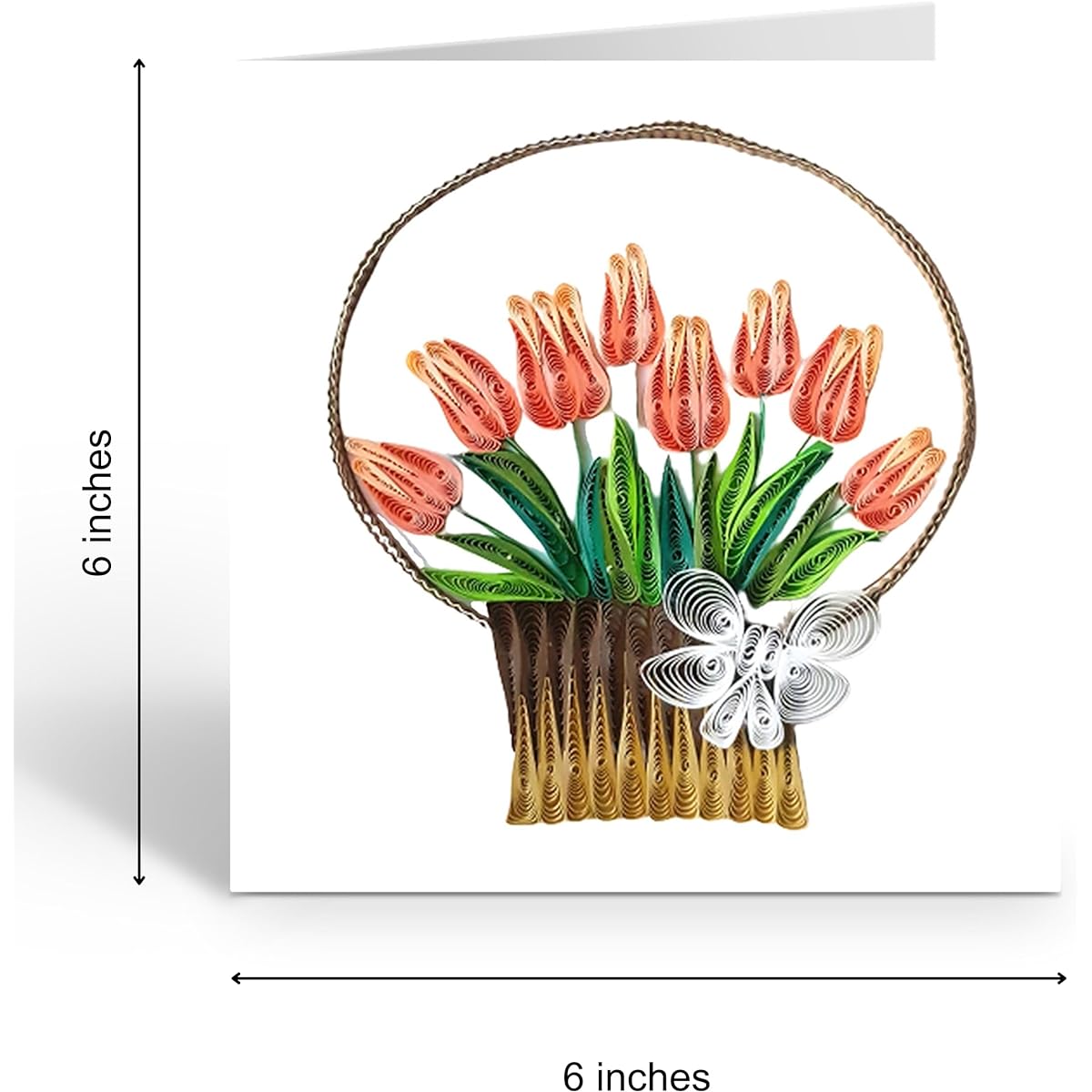 Quilling Card 3D TULIP Unique Exclusive Paper Handmade Art - Design Greeting Card Christmas Birthday Anniversary Mother Gratitude - Design Gift Friend Love Mom Envelope Included