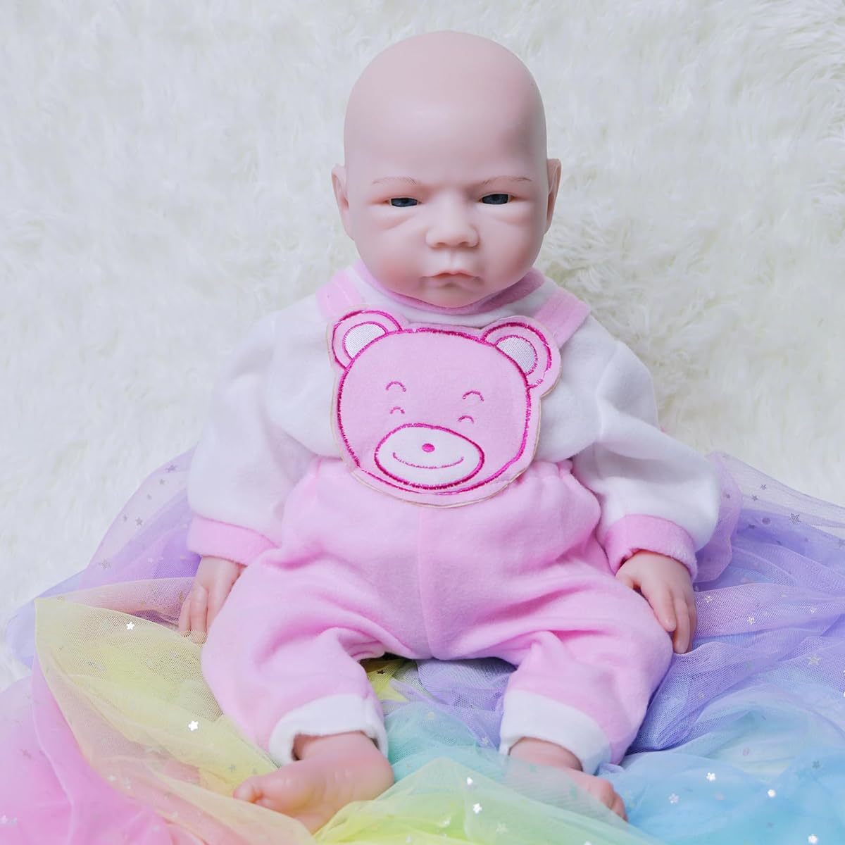 AISITE Full Silicone Baby Girl - 18" Realistic Reborn Doll with Open Eyes for Girls Christmas and Birthday Gift for Ages 3+