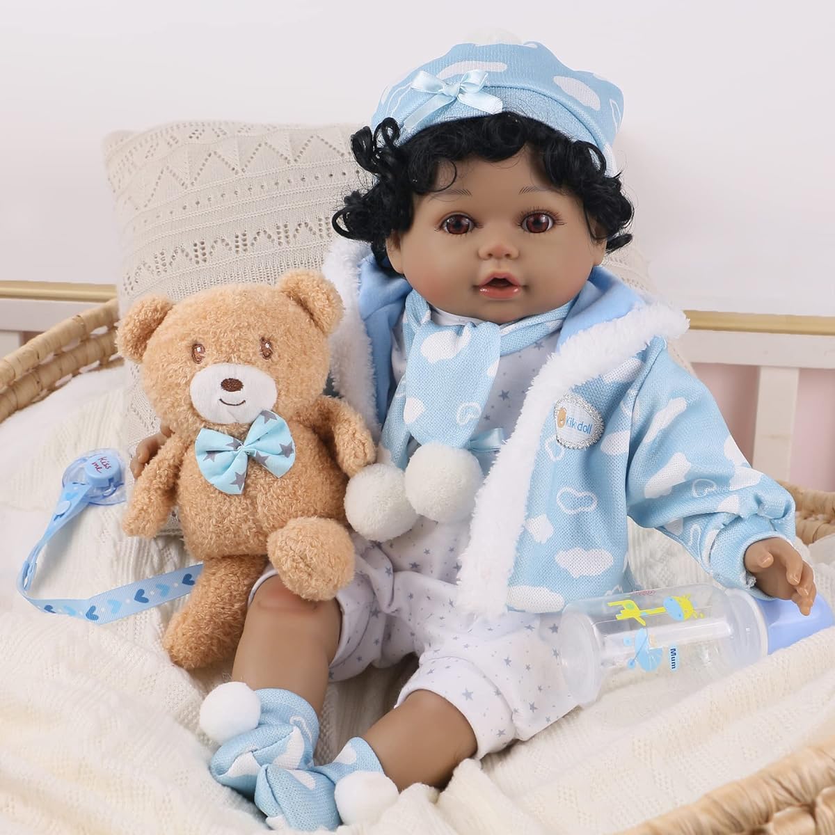 haveahug Reborn Baby Doll 22 Inch Girl with Soft Silicone Vinyl Limbs and Weighted Cloth Body Best Birthday Gift Set for Girls… (Dean)
