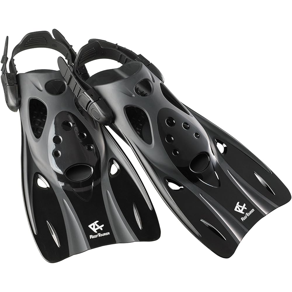 REEF TOURER Snorkeling Snorkel Mask Fin 3 Piece Set Made of Elastomer RP9101