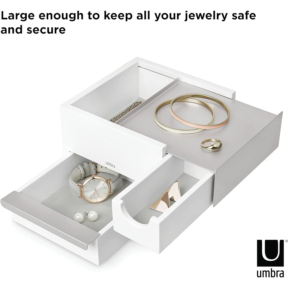 umbra Jewelry Storage Jewelry Box Case Accessory Storage White/Nickel Mini STOWIT 21005314760