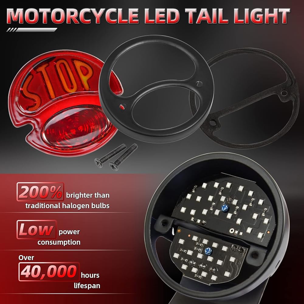 Amazicha Tail Light Side Mount License Plate Bracket Compatible with Harley Black LL-LP-BST-US