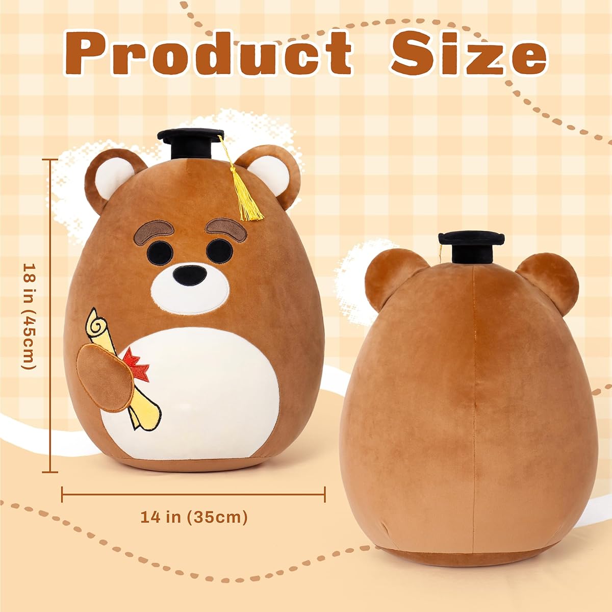 OurHonor Graduation Gifts for Middle School 2024 Teddy Bear with Mini Graduation Cap, Cute Doll Pillow Toy for High School/Elementary School Students
