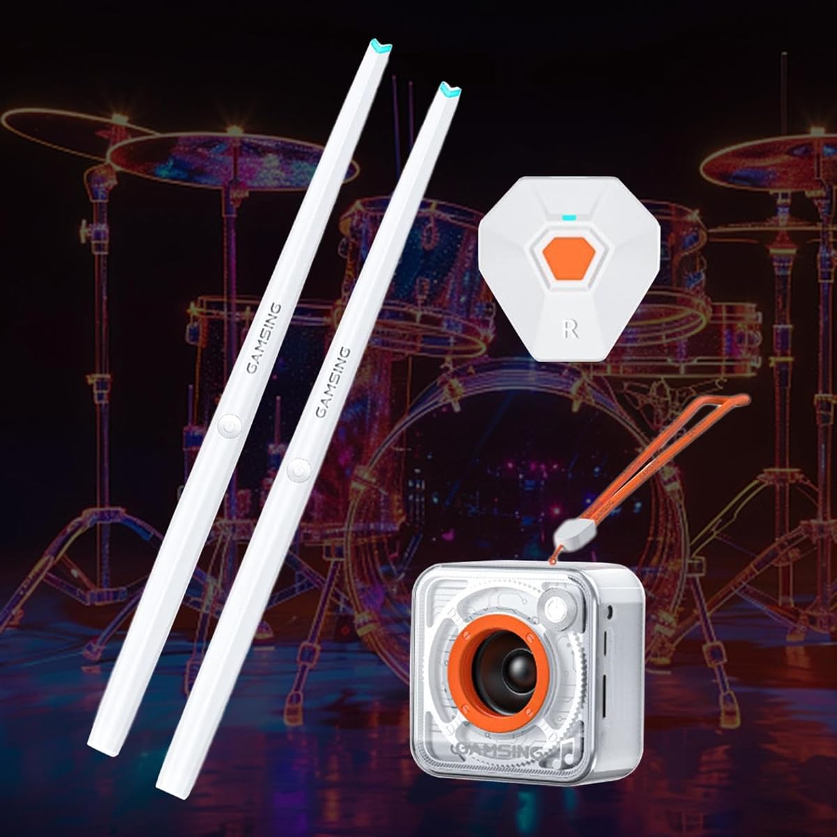 DeeRace Virtual Practice Drum Pocket Size Air Drum Set Electronic Drum Set Virtual Air Drum Set for Kids Boys Girls Adults Children Gift, Speaker Pedal