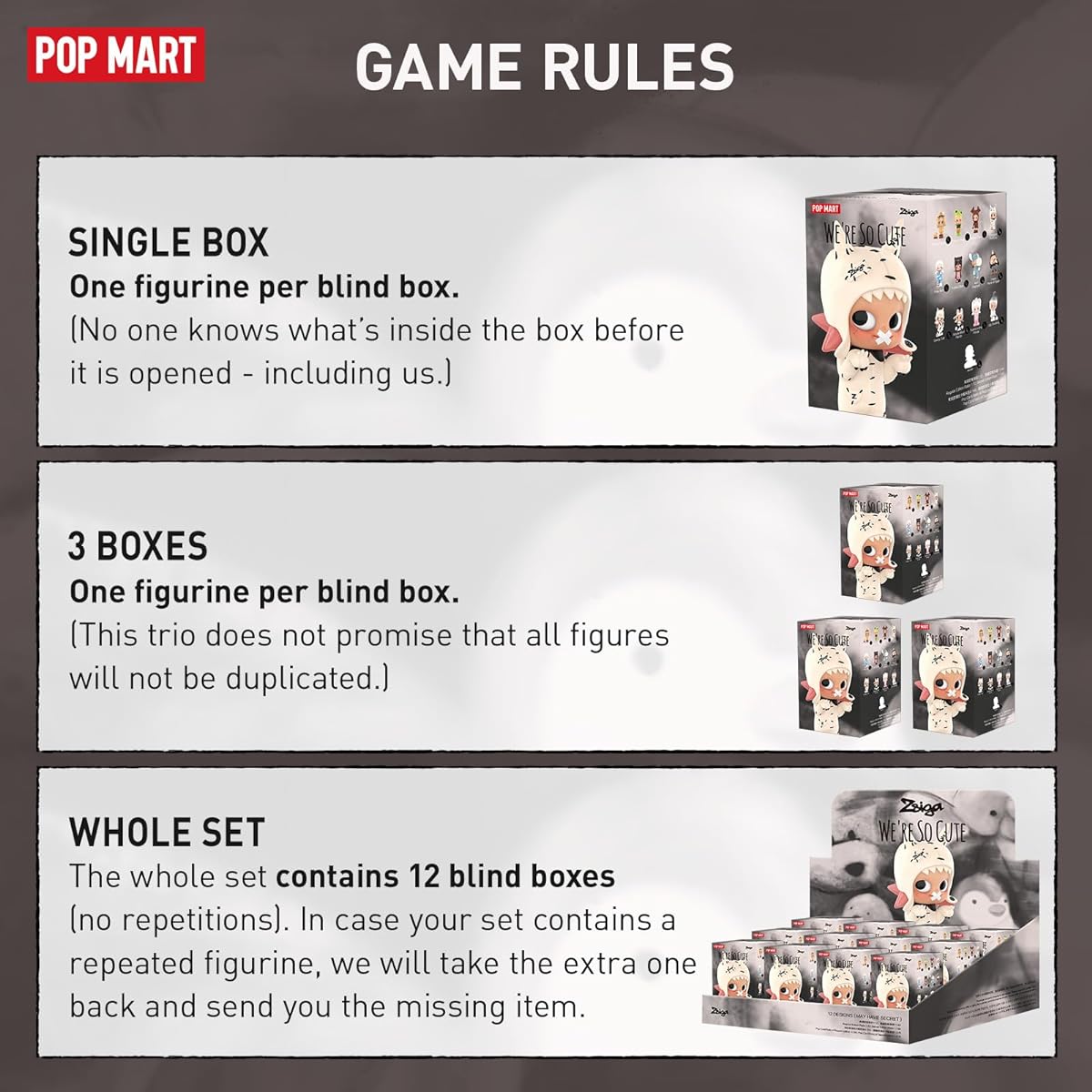 POP MART Zsiga Action Figure Toys 12 Pieces Toys Collection We Super Cute Figures Random Box Design Collectible Toys Gifts for Boys and Girls