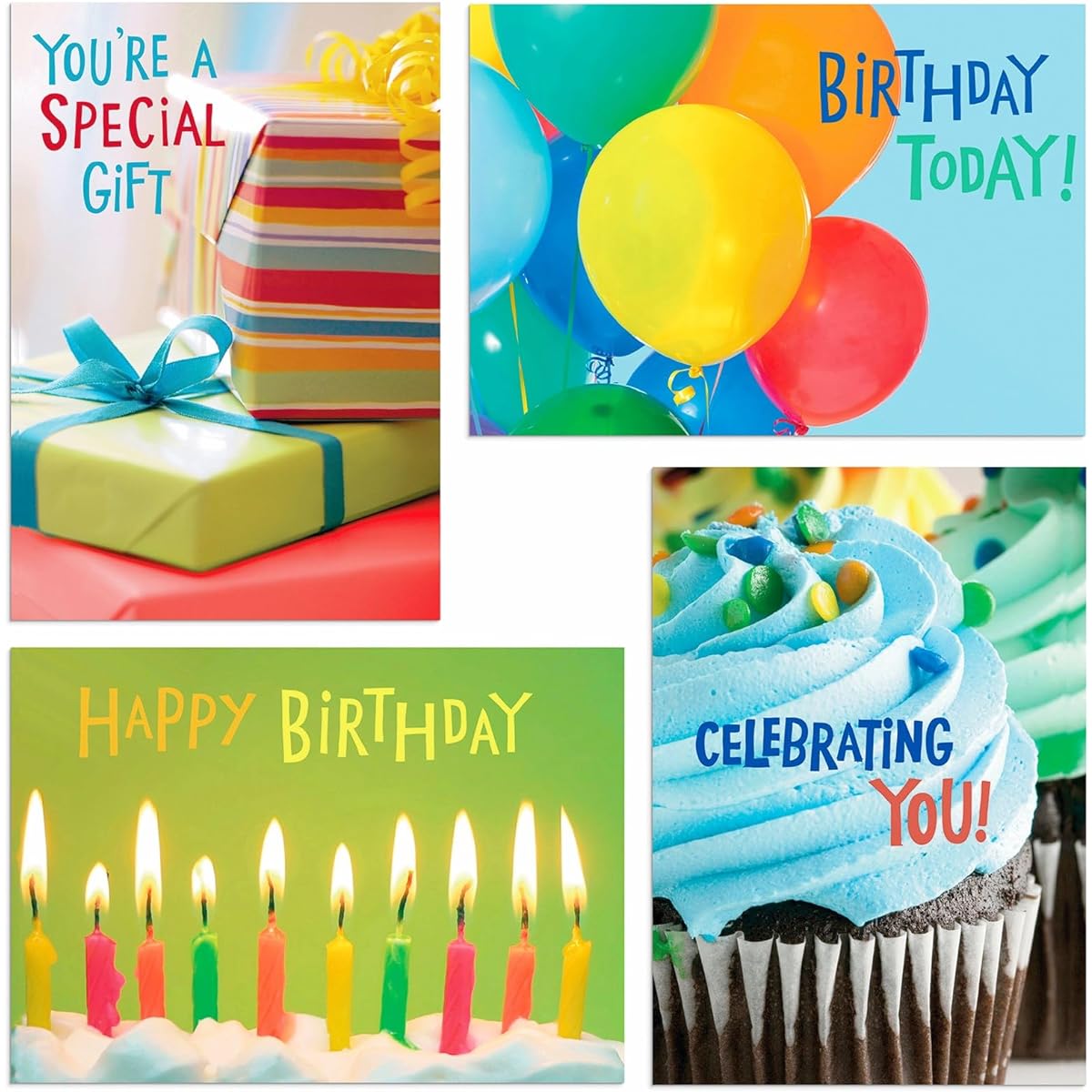 DaySpring Birthday:Celebrating You - 4 Designs Assorted with Scripture - 12 Birthday Box Cards & Envelopes, Multi(J6361)