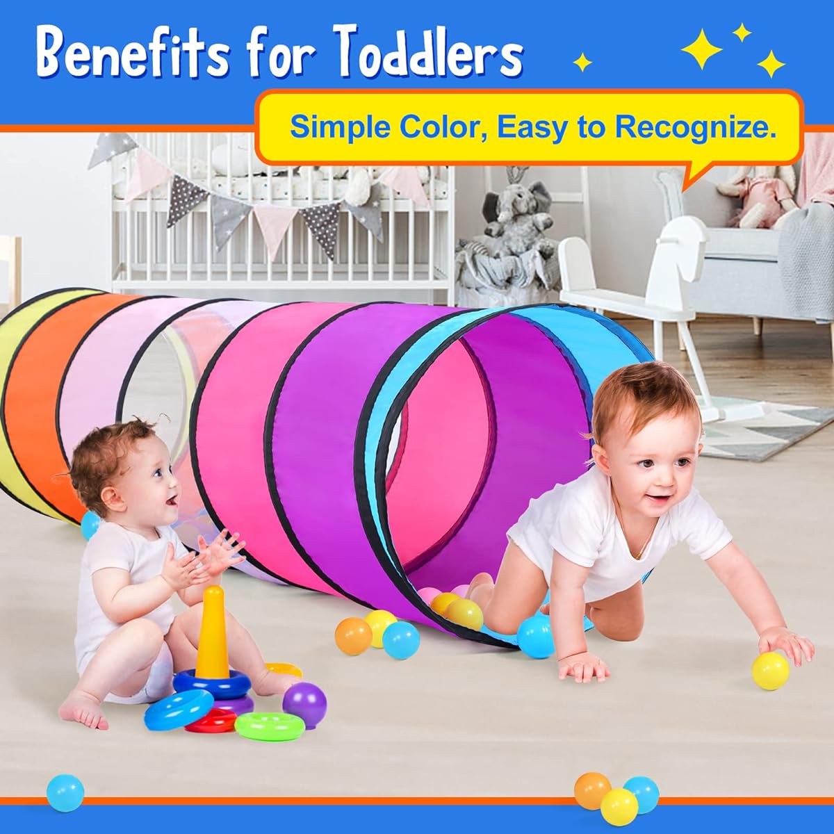 Colorful Play Tent Tunnel for Babies Toddlers Kids Mesh Window Indoor Outdoor Pop-up Tunnel Toy Gift