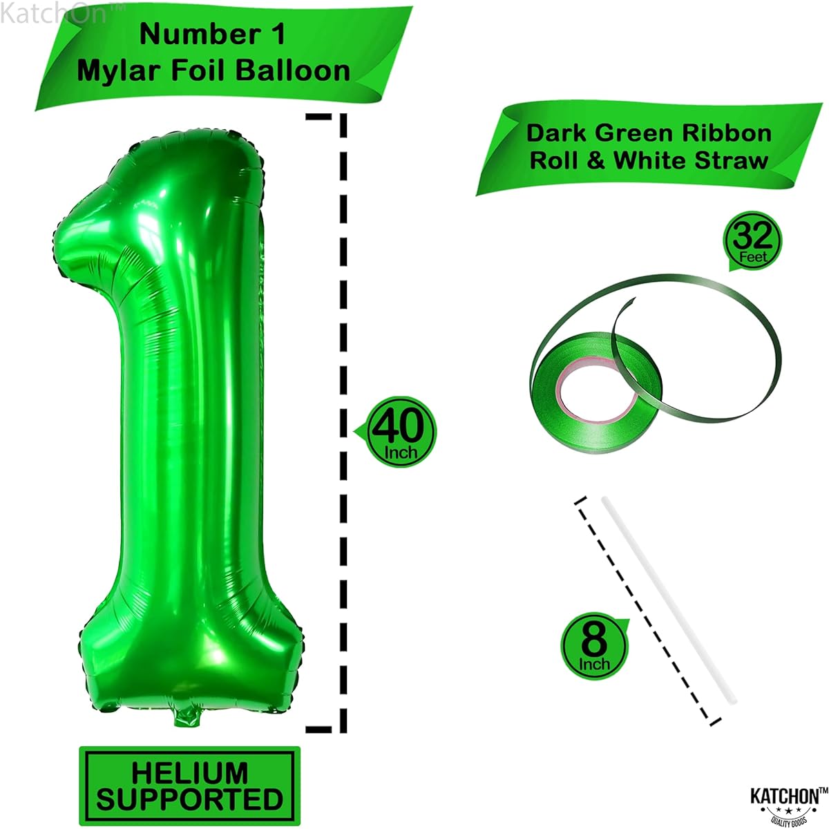 Dark green number 1 foil balloon