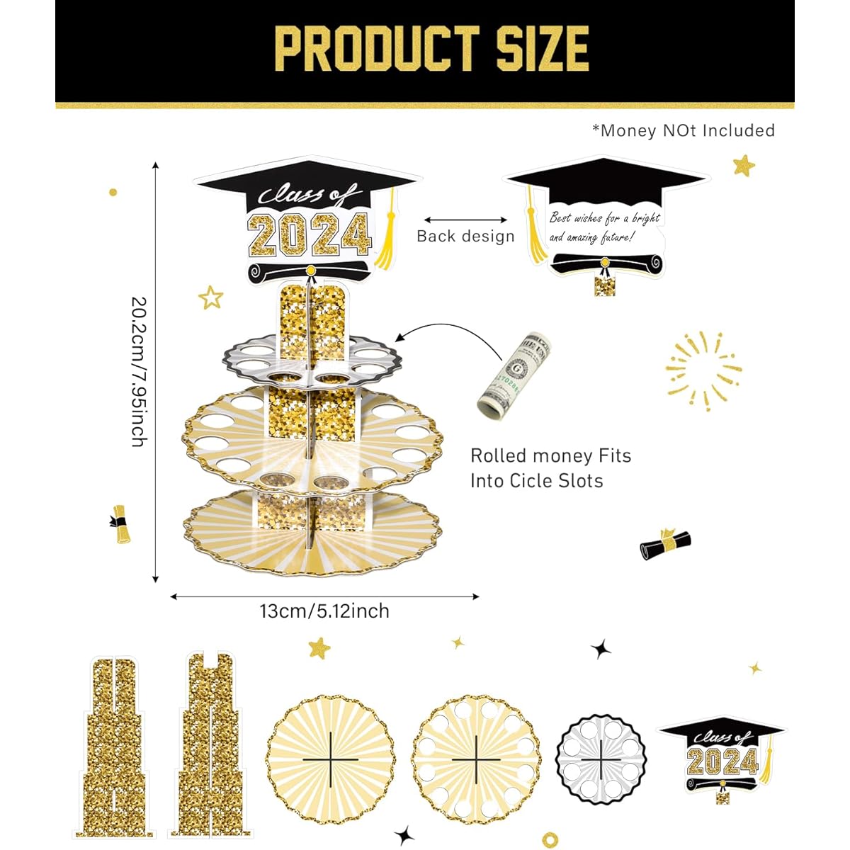Graduation Money Holder for Cash Gifts 2024 Graduation Gift Money Holder Leis Cash Cake Congratulations Graduation Party Supplies (1)