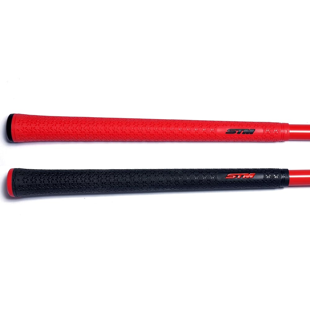 Komokome 2-way Golf Swing Practice Equipment, Live Swing, Flexible Shaft, Increases Flying Distance, Increases Head Speed, Practice Swing, Made in Japan (Red (Impact Master Included))