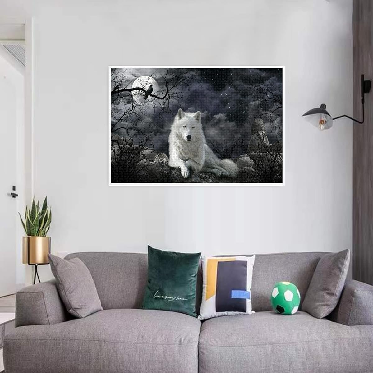 WACYDSD Jigsaw Puzzle 1000 Pieces Crow and White Wolf Puzzle for Adults Kids Puzzle Wooden Puzzle Toy DIY Kit Home Decoration 75x50cm