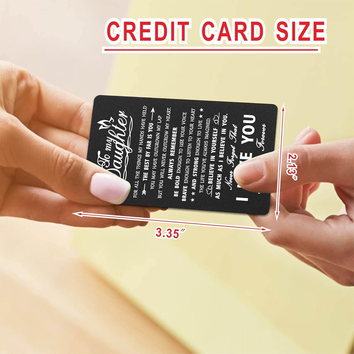 Mataly Daughter Gifts, Mother to Daughter I Love You Inspirational Engraved Wallet Card, Birthday, Graduation, Christmas Present