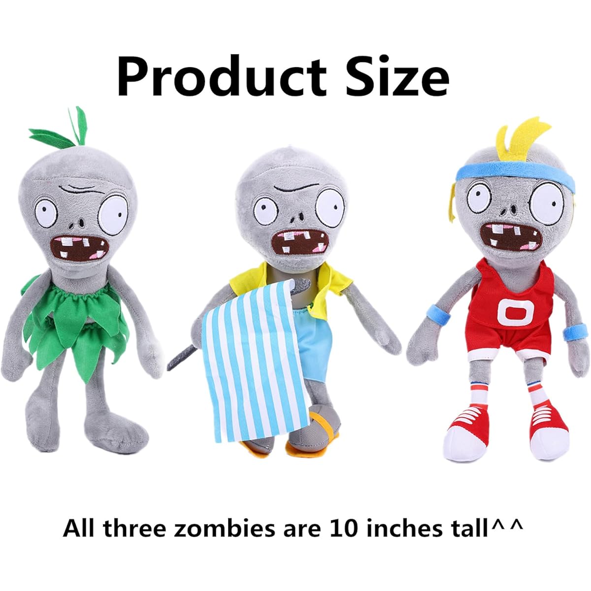 3 PCS PVZ Plush Zombies Sets Toys Stuffed Soft Figure Doll Jersey, Flag, Hula Zombies, Great Gift for Christmas, Birthday New