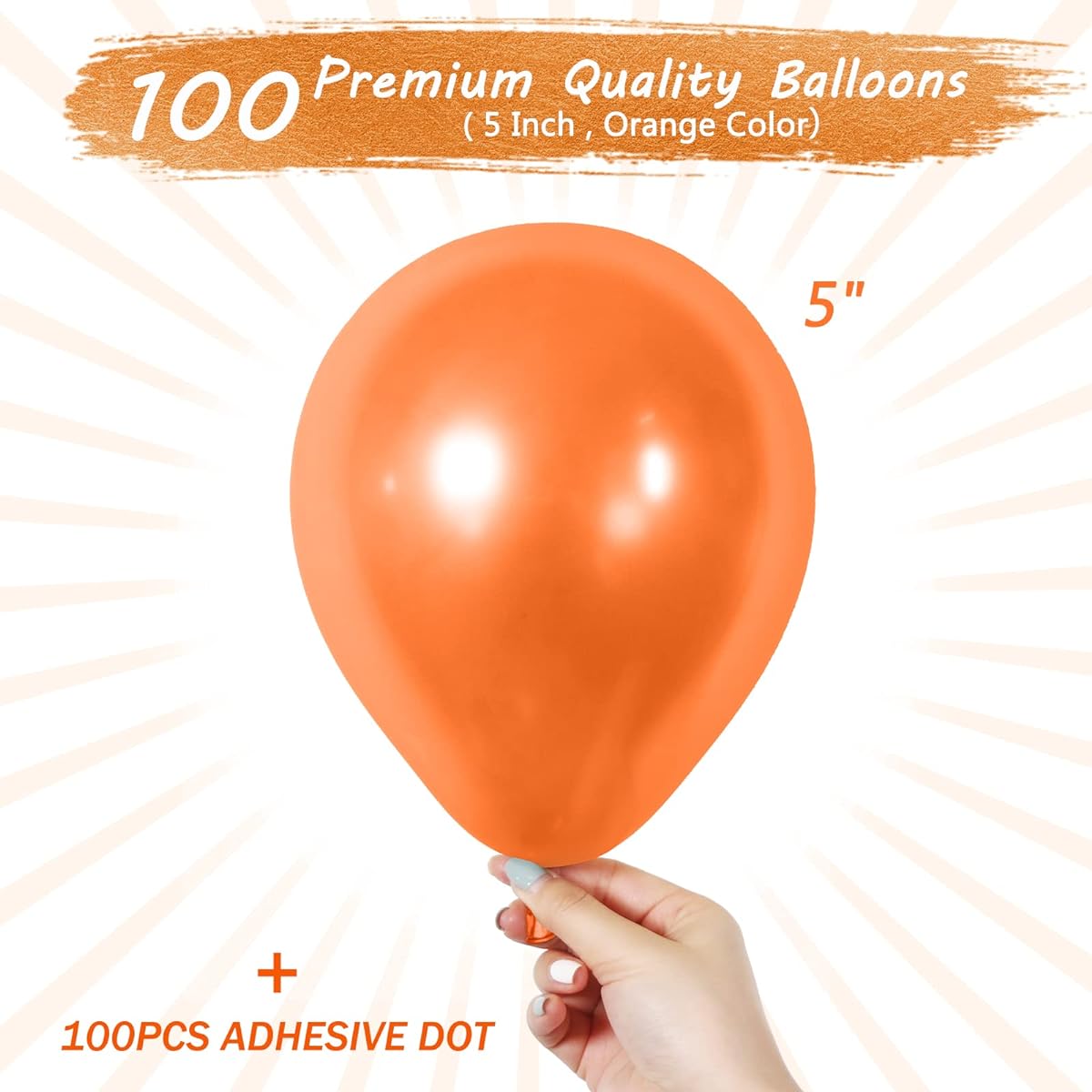 JOGAMS 5 Inch Orange Balloons 100 Pack Latex Party Balloons for Birthday Party Small Balloons Baby Shower/Wedding/Anniversary/Party Decorations