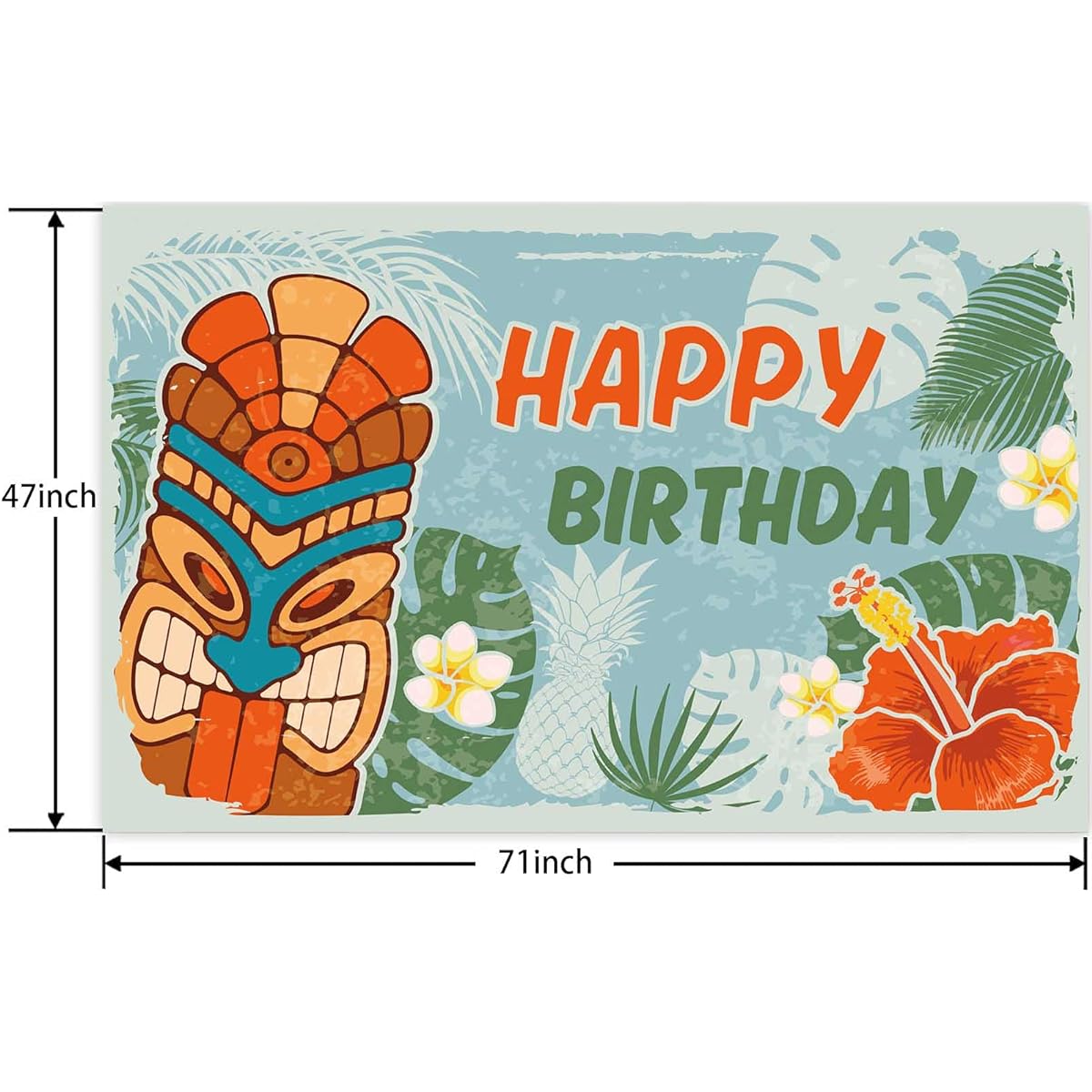 Happy Birthday Banner Background Hawaii Aloha Totem Palm Tree Leaf Theme Decor Tiki Bar Hawaiian Luau Summer Party Baby Shower Carnival Flag Decoration Favor Photo