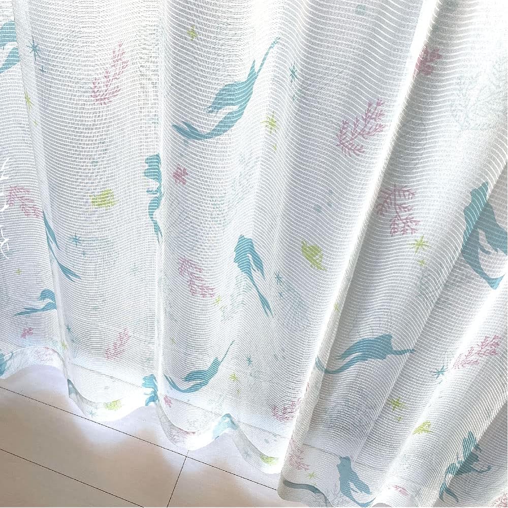 Disney Ariel Disney Grade 2 Blackout Heat Shielding Curtain Lace Set of 4 Width 100 x 200cm Length Disney Princess Little Mermaid Washable Character SB-555-D/SB-556-D