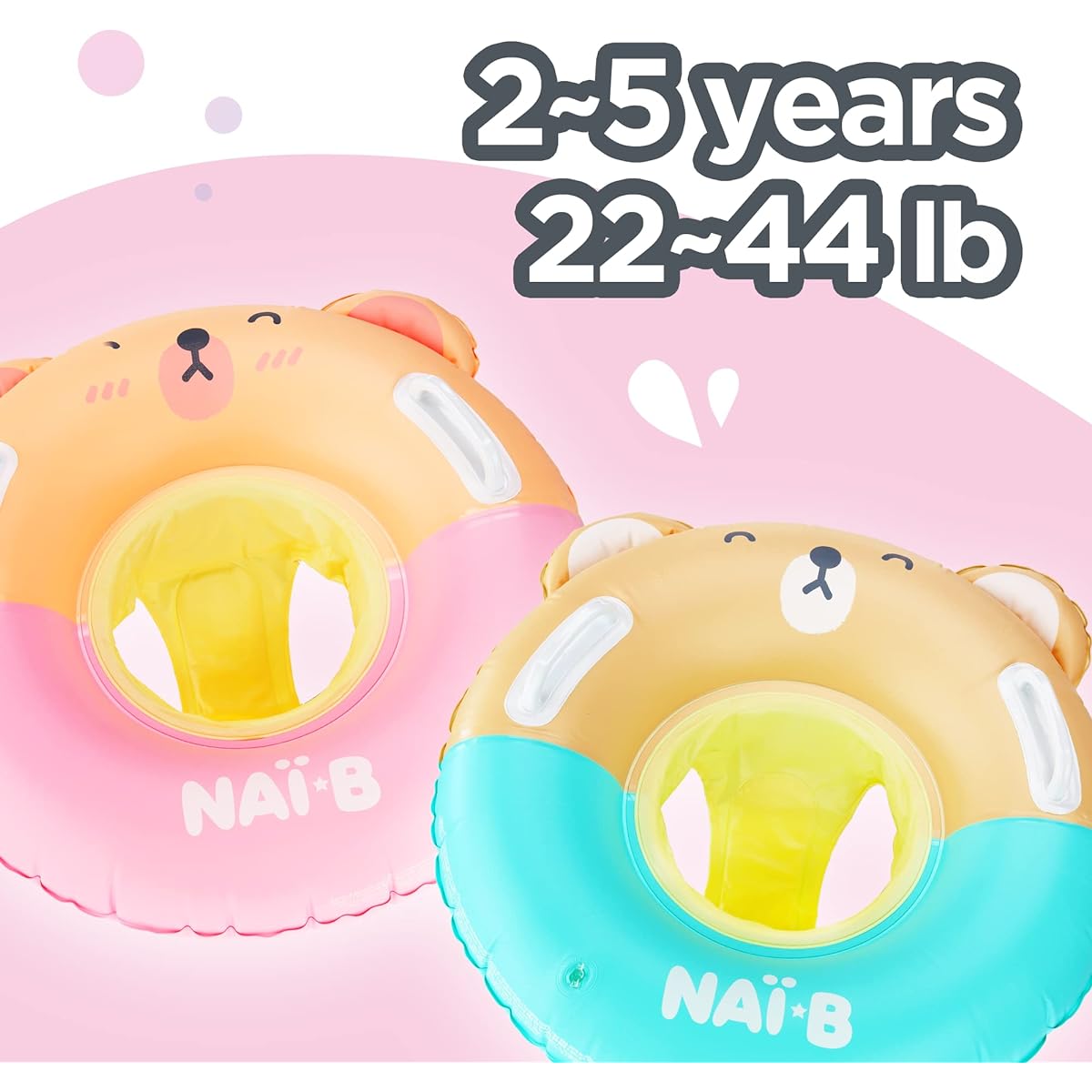 Arakhan NAI-B Baby Swim Float Tube Inflatable Swimming Pool Ring with Seat Inflatable Swimming Training Aid Float Ring for 2-5 Years Boys Girls Toddlers Kids (Pink)