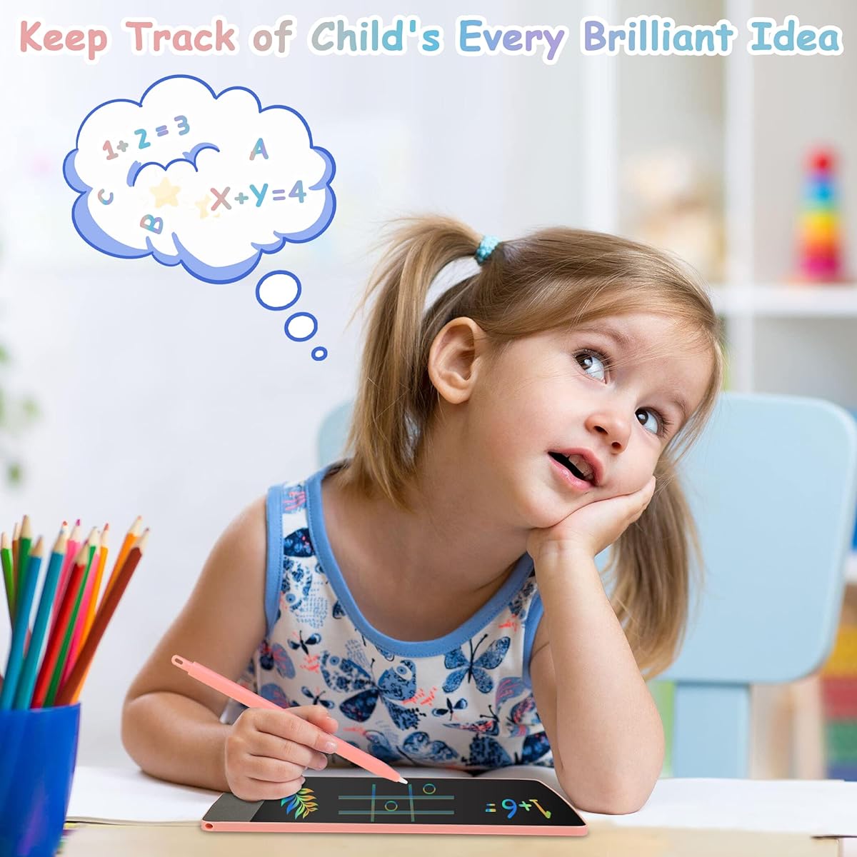 LCD Drawing Board Drawing Board Drawing Pad Electronic Memo Pad Colorful Tablet LCD Writing Tablet 2 Pack Erasable Doodle Board Learning Educational Toy Gift Ages 3+ Girls Boys Kids Birthday Gift