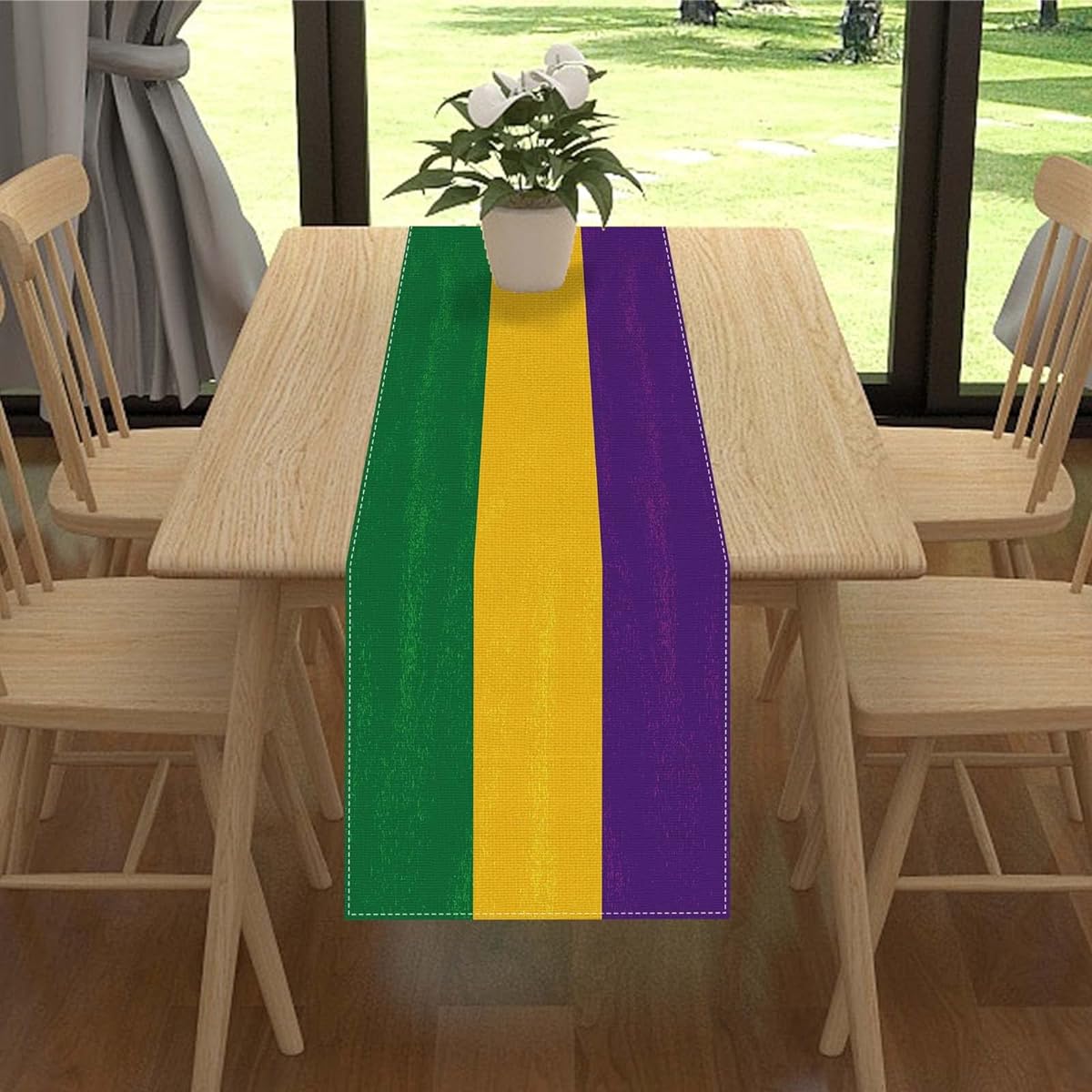 Jiudungs Linen Mardi Gras Table Runner 72" Long, Mardi Gras Table Decor, New Orleans Mardi Gras Brazilian Carnival Decorations, Home Kitchen Supplies