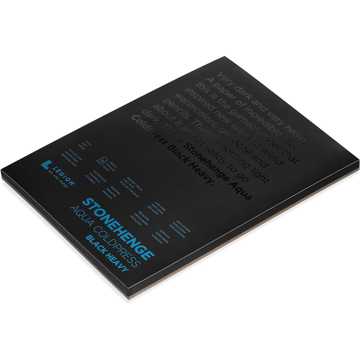 Stonehenge Aqua Black Heavy Weight Block 300lb Cold Pressed 9 x 12 Inch 10 Sheets for Wet & Dry Media