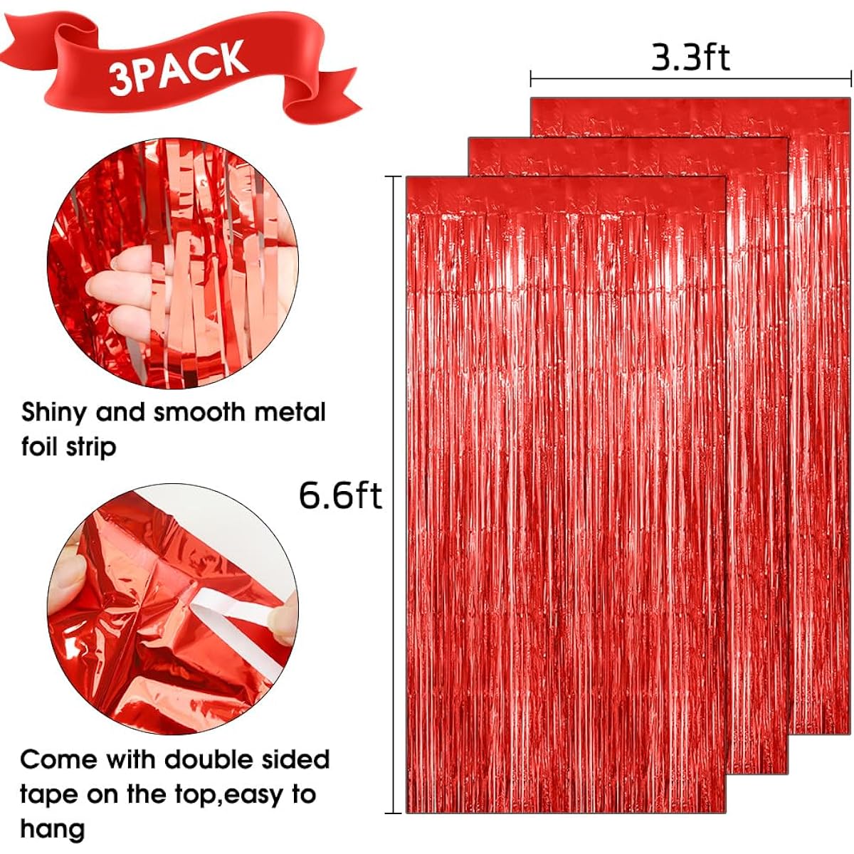 Tinsel Curtain Backdrop Red Foil Fringe Curtain Red Fringe Backdrop Red Backdrop 3.3x6.5ft Foil Curtain Backdrop Red Streamer Birthday Christmas Disco Party Decorations
