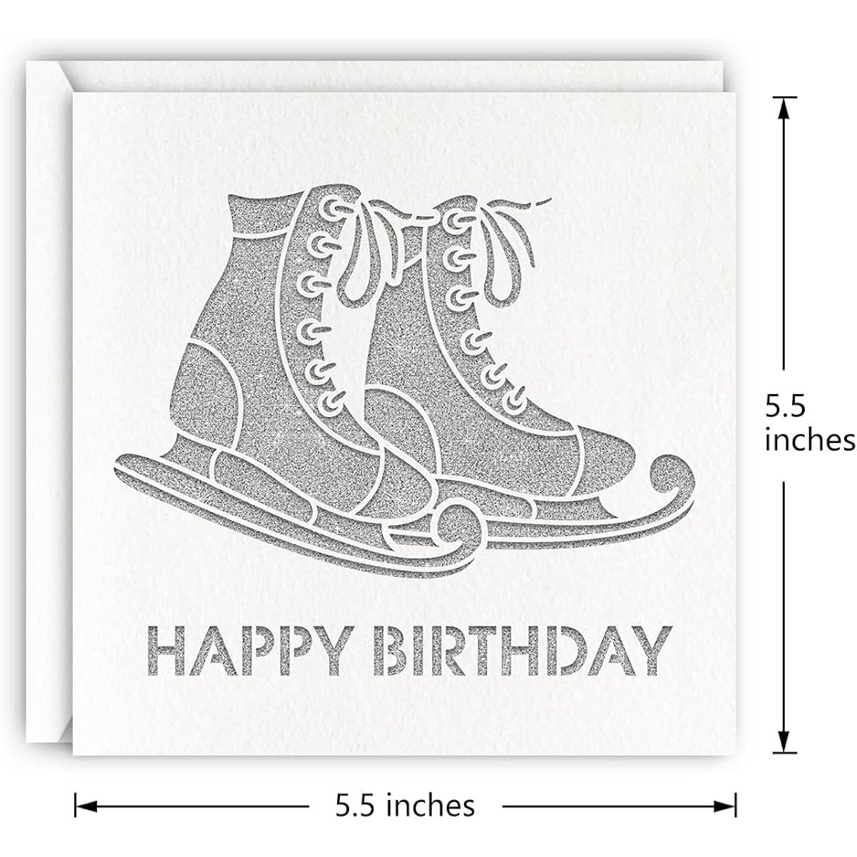 Silver Ice Skating Birthday Card Glitter Laser Cut Greeting Card for Daughter Girl Boy