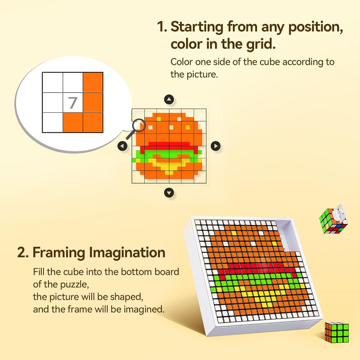 GAN 100pcs 3x3 Mini Cubes, Magic Cube Mosaic Cubes Puzzle Toys for Kids and Adults Birthday (Puzzle Plate Included)