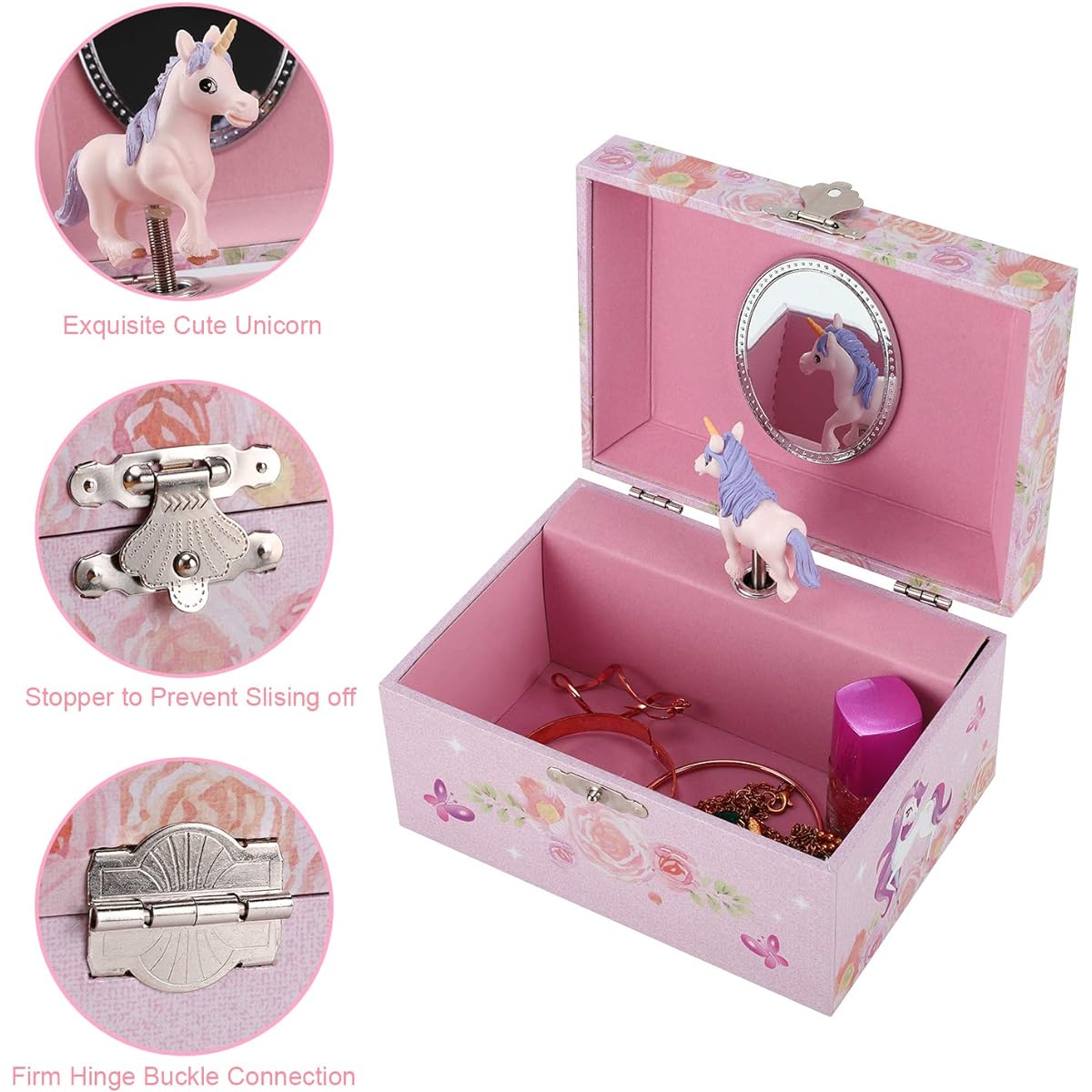 TAOPU Musical Jewelry Box with Rotating Figure, Music Box, Jewelry Storage Case, Great Gift for Girls (Purple Unicorn)