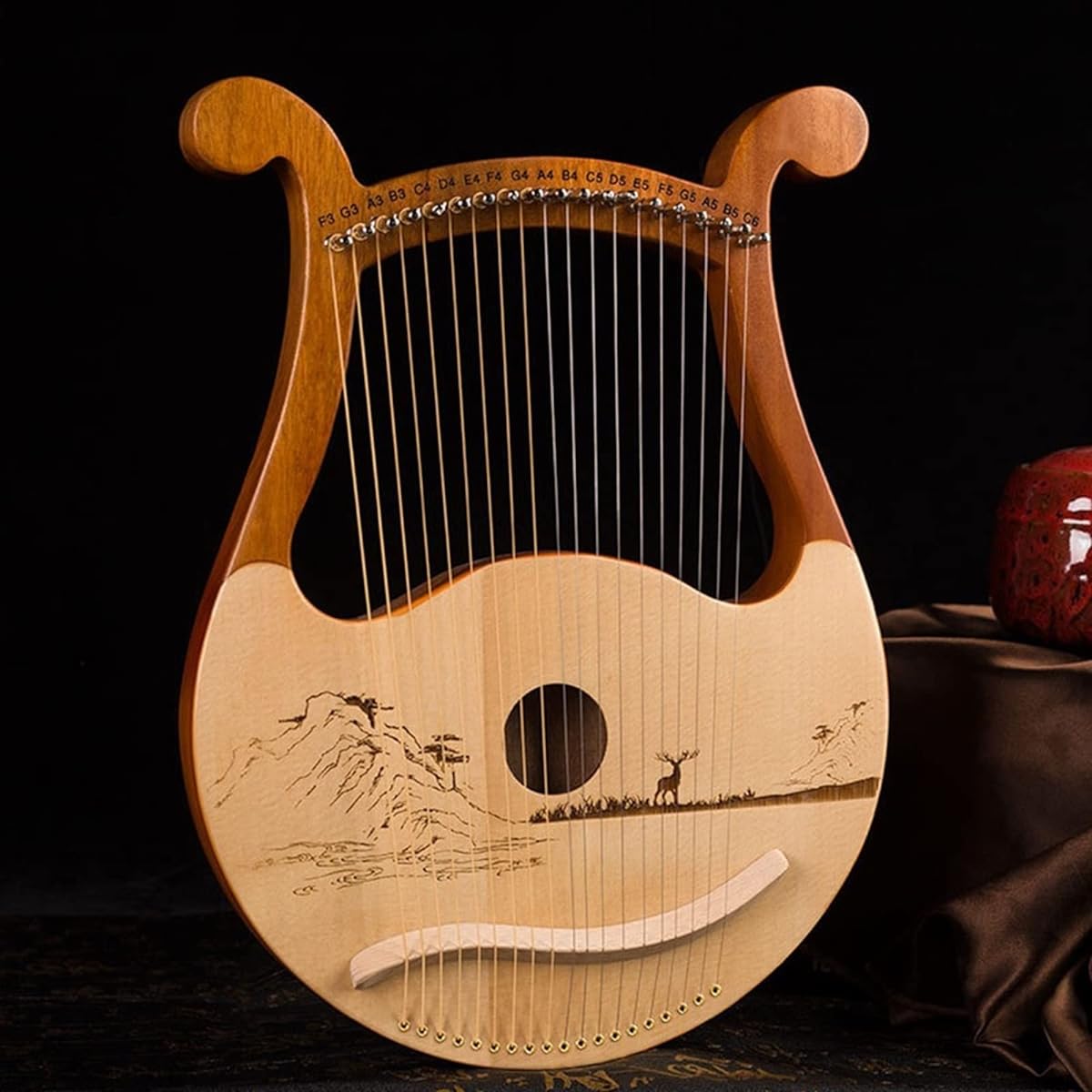 WowZza 19 String Lyre Harp Instrument with Spare String Tuning Wrench Lyra Harp/1