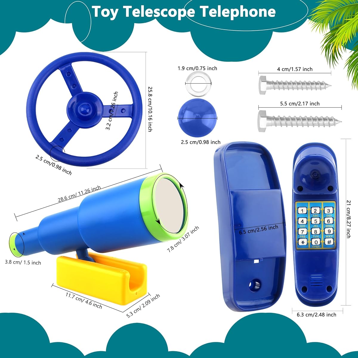 Restroma Playground Accessories Swing Set Handle Plastic Telescope Phone Swing Set Phone Toys for Kids Outdoor Playground Backyard Treehouse