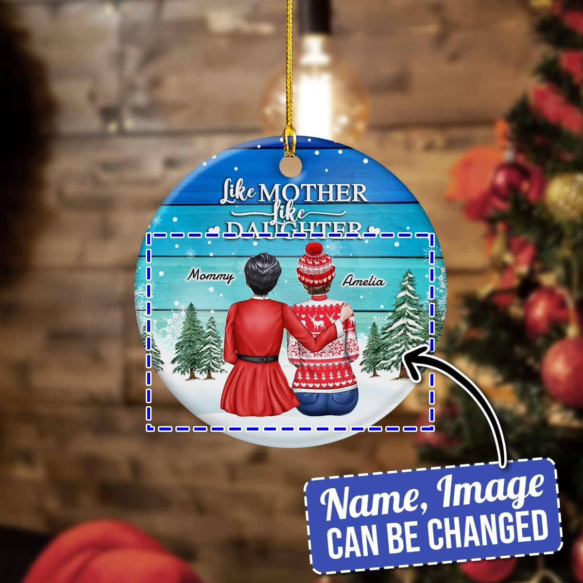 wowcugi Personalized Mother Daughter Ornament Mother Daughter Christmas Ceramic Ornament Mother Mother Daughter Gift for Mother Christmas Keepsake Gift Decoration