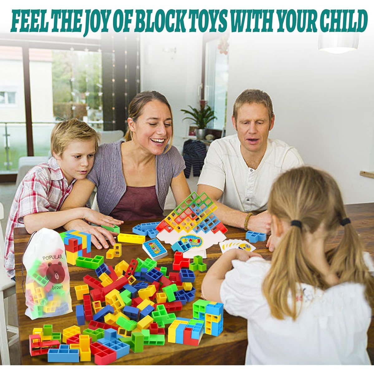 Chahot Tetra Tower Balance Stacking Block Game 64 Pieces Balance Board Game for Kids & Adults Tetris Tower Game Family Game Perfect for Party Travel Family Game
