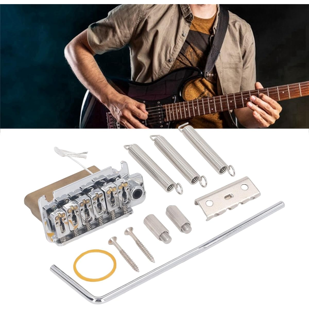 Electric Guitar Bridge, 2-Point Design CNC Machined Durable Guitar Tremolo Bridge Great Compatibility Easy to Install Brass Block