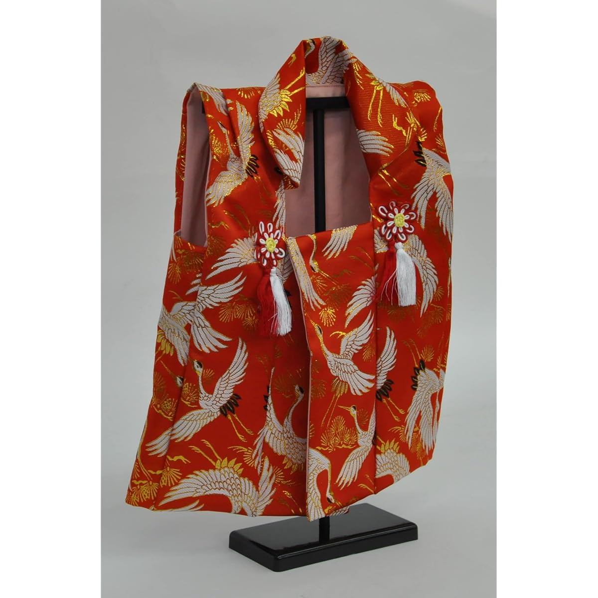 Hina doll hifu, crane pattern, hifu decoration, with decorative stand, a top-quality hifu decoration that looks great whether worn or displayed, made in Japan, E040