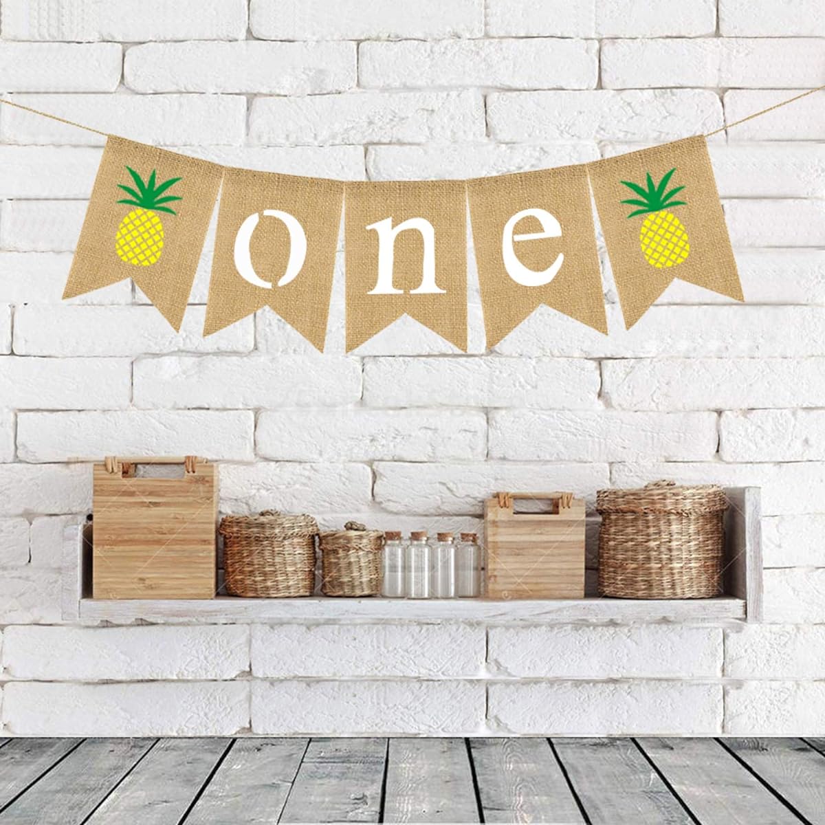 Morndew Summertime Style One Banner with Pineapple Baby Birthday Party Beach Summer Tropical Party Decorations