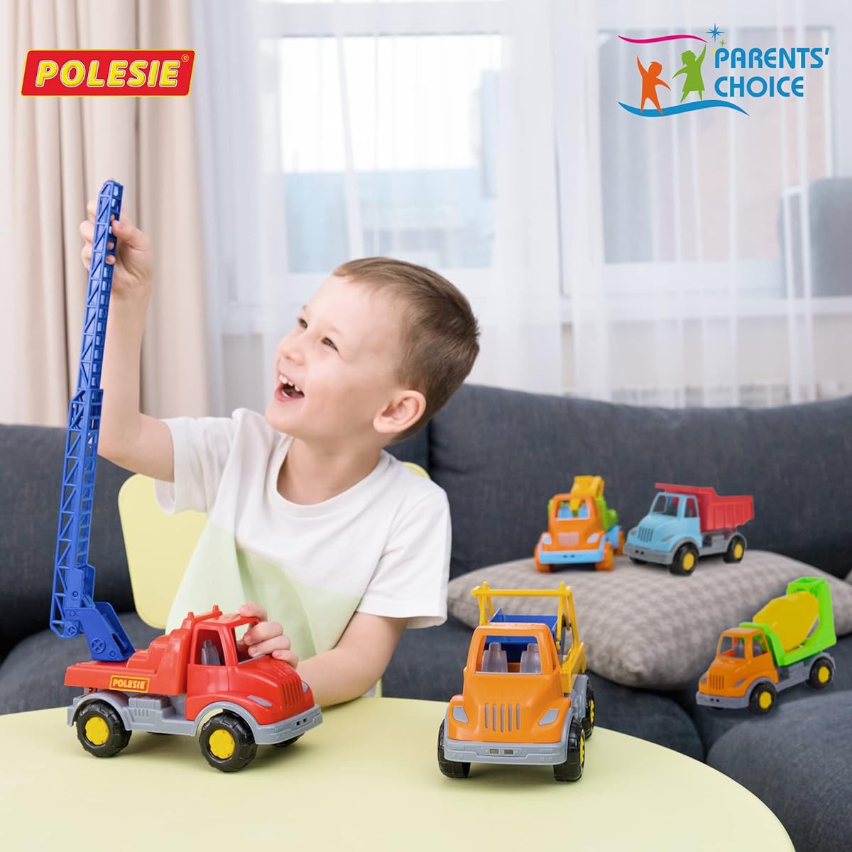 CO-T Construction Truck Set - Excavator - Dump Truck - Fire Truck - Concrete Mixer - Garbage Truck