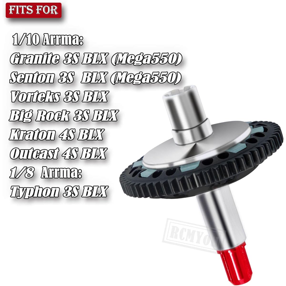 RCMYou 57T 0.8Mod Slipper Upgrade Parts for 1/10 Arrma Granite Senton Vorteks Big Rock 3S /Kraton Outcast 4S 1/8 Typhon 3S, Steel 57T 0.8Mod Slipper with 15T 17T Pinion and Slipper Shaft Red