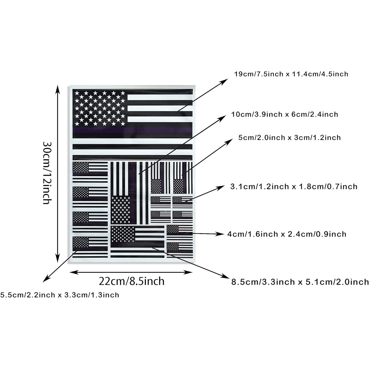 CANTENDO 3 Pack Thin Blue Line American Police Flag Decals - Thin Blue Line American Police Flag Reflective Vinyl Car Stickers - Car Window Bumper Waterproof Stickers (12 x 8.5 Inch)