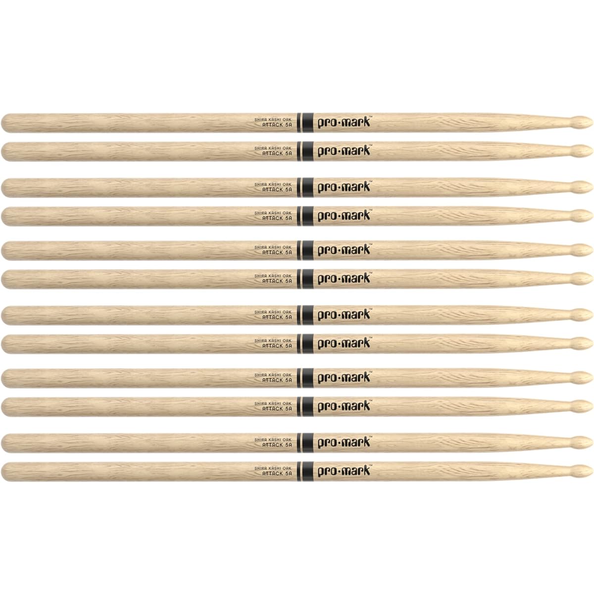 Pro-Mark Japanese White Oak 5A Wood Chip Drumsticks (6 Pairs)