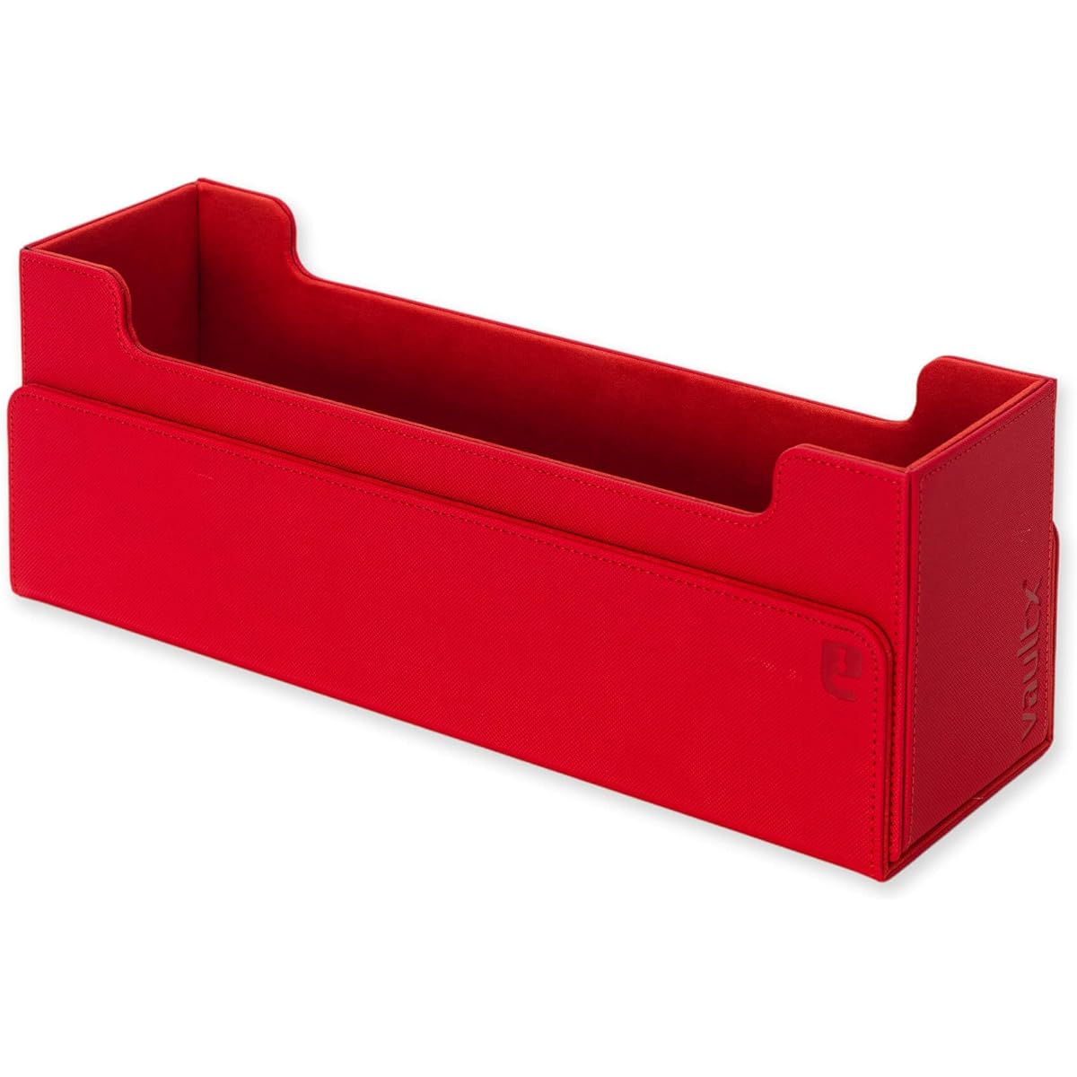 Vault X Exo-Tec Storage Box with Removable Magnetic Lid, Card Dividers and Foam Filler - Large Capacity Holder for Deck Box Organization and Storage, TCG CCG Gaming and Sports Card Collections (Red)