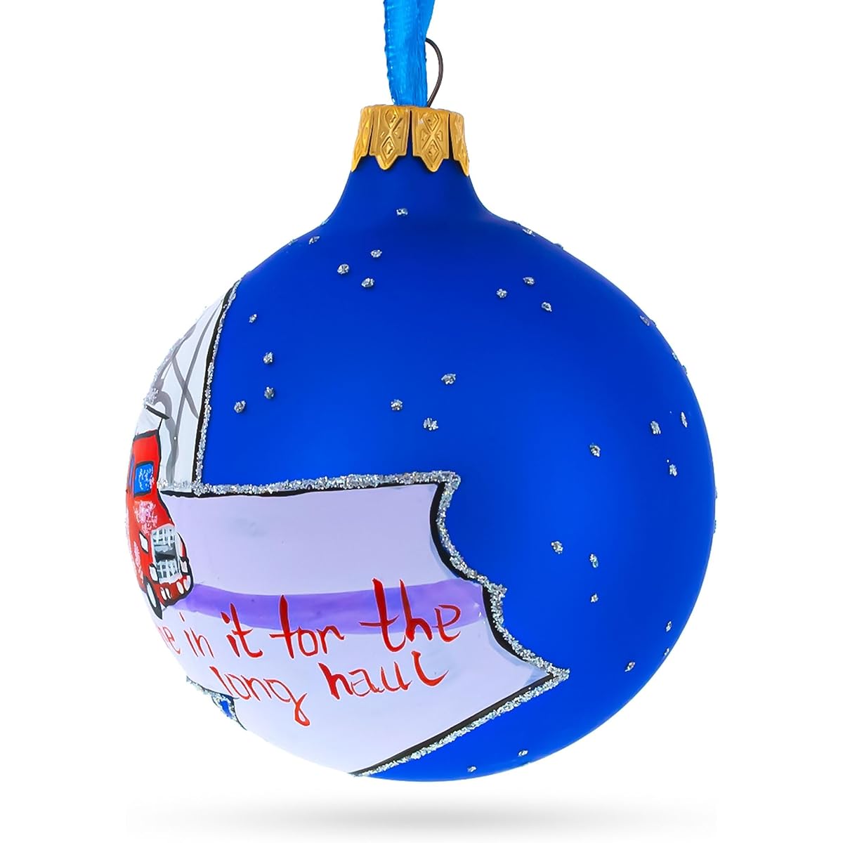 Trucker Glass Ball Christmas Ornament 3.25"