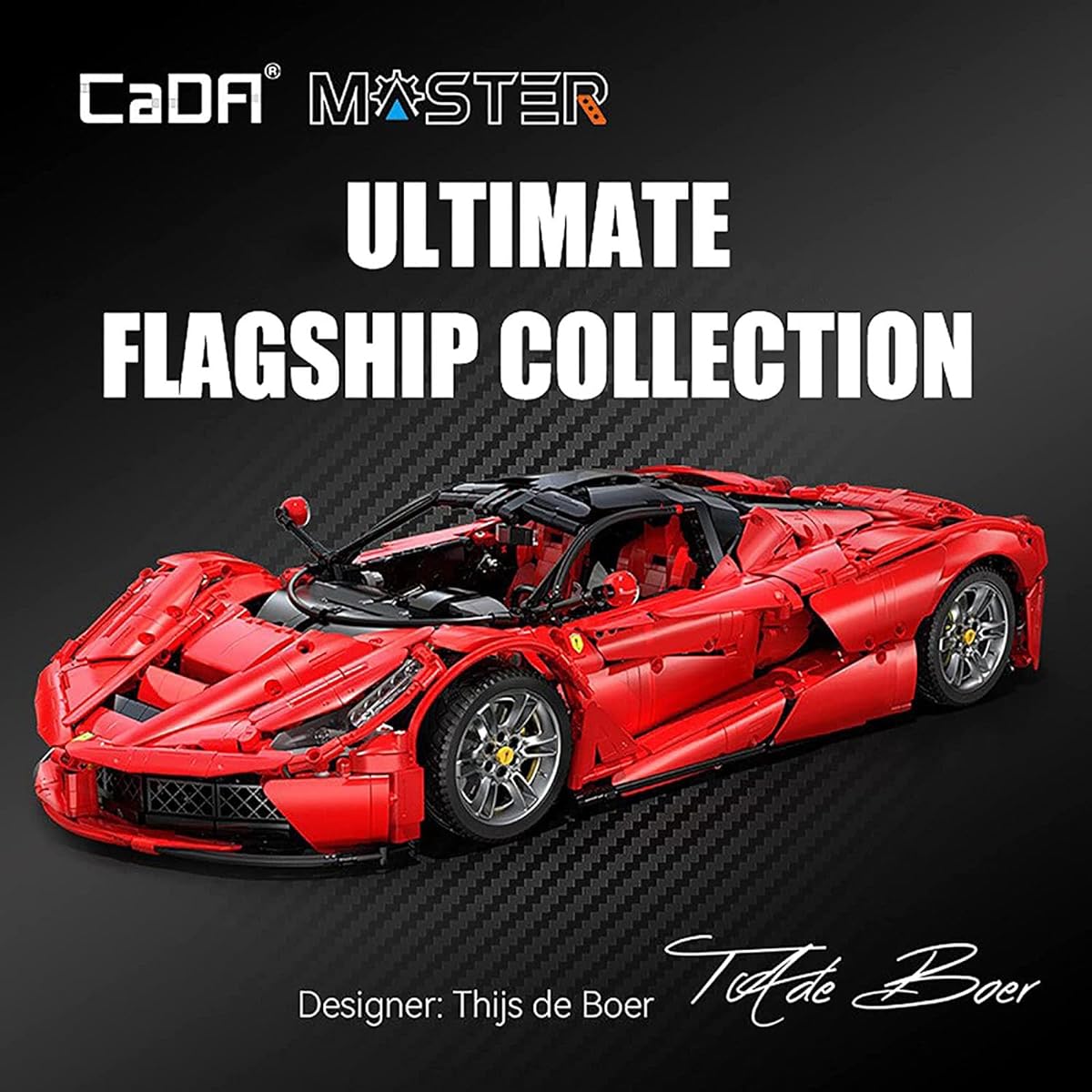 CaDA C61505W Technic Car Model Building Kit, 1:8 Scale LaFer F70 Supercar with Real Functions, Assembly Collection Set for Adults, Original Supercar, Compatible with Lego Technic