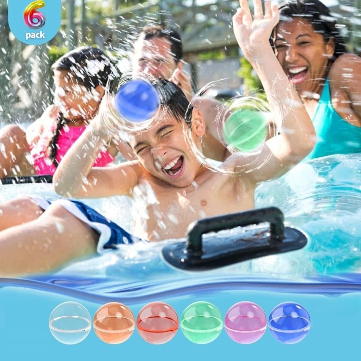FALCON LIBERTY Reusable Water Balloons, Latex Free Silicone Water Bombs, Summer Fun, Outdoor Toys, Pool Beach Toys for Kids and Adults, Quick Fill, Self Seal, Water Splash Balls, Party Supplies, 6 Count