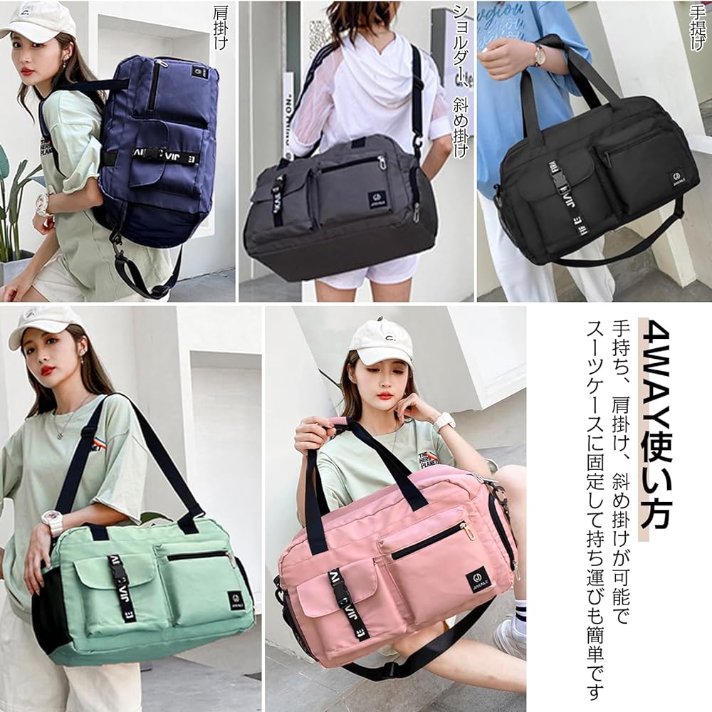 Yaratee Stylish Boston Bag Large Capacity 35L 4way Sports Bag Gym Bag Shoe Storage School Travel Bag Outdoor Travel Bag Carry-on Bag Women's Men's Travel Bag Carry-on Lightweight Yoga Golf Swimming Bag Wet and Dry Separation Waterproof Navy Blue