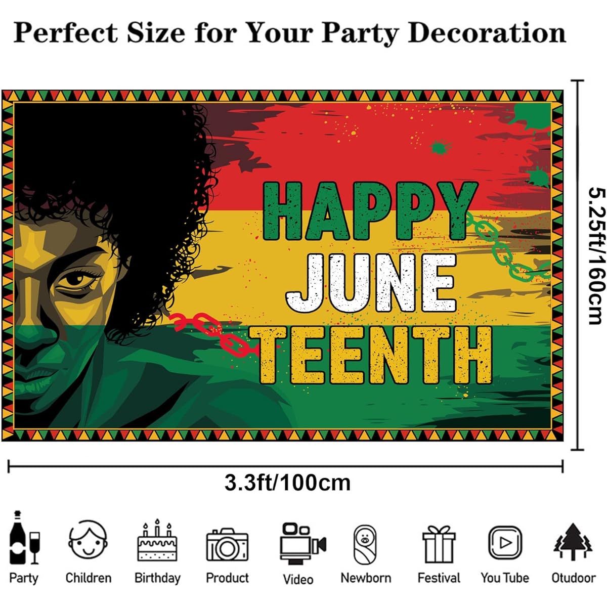 Juneteenth Day Banner Backdrop Decor, June 19, 1865 Freedom Day Party Background Banner African American Porch Garden Home Office Wall Photo Decor Supplies