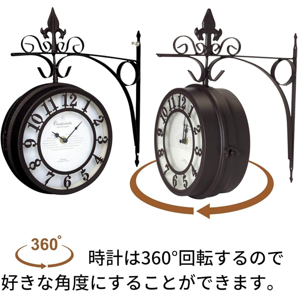 SPICE OF LIFE Wall Hanging Double Sided Clock OLD STREET Brown L Size Diameter 30cm NHE801LBR