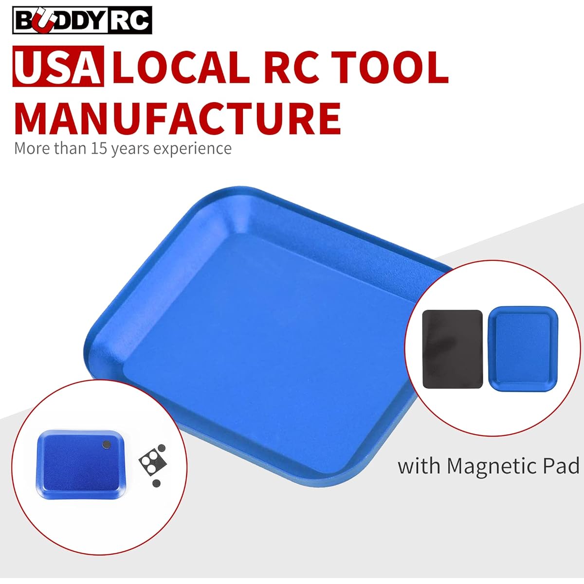 Screw Tray with Magnetic Pad, Aluminum Screw Disc Pallet for RC Model Car Helicopter Airplane Repair Tool, Blue