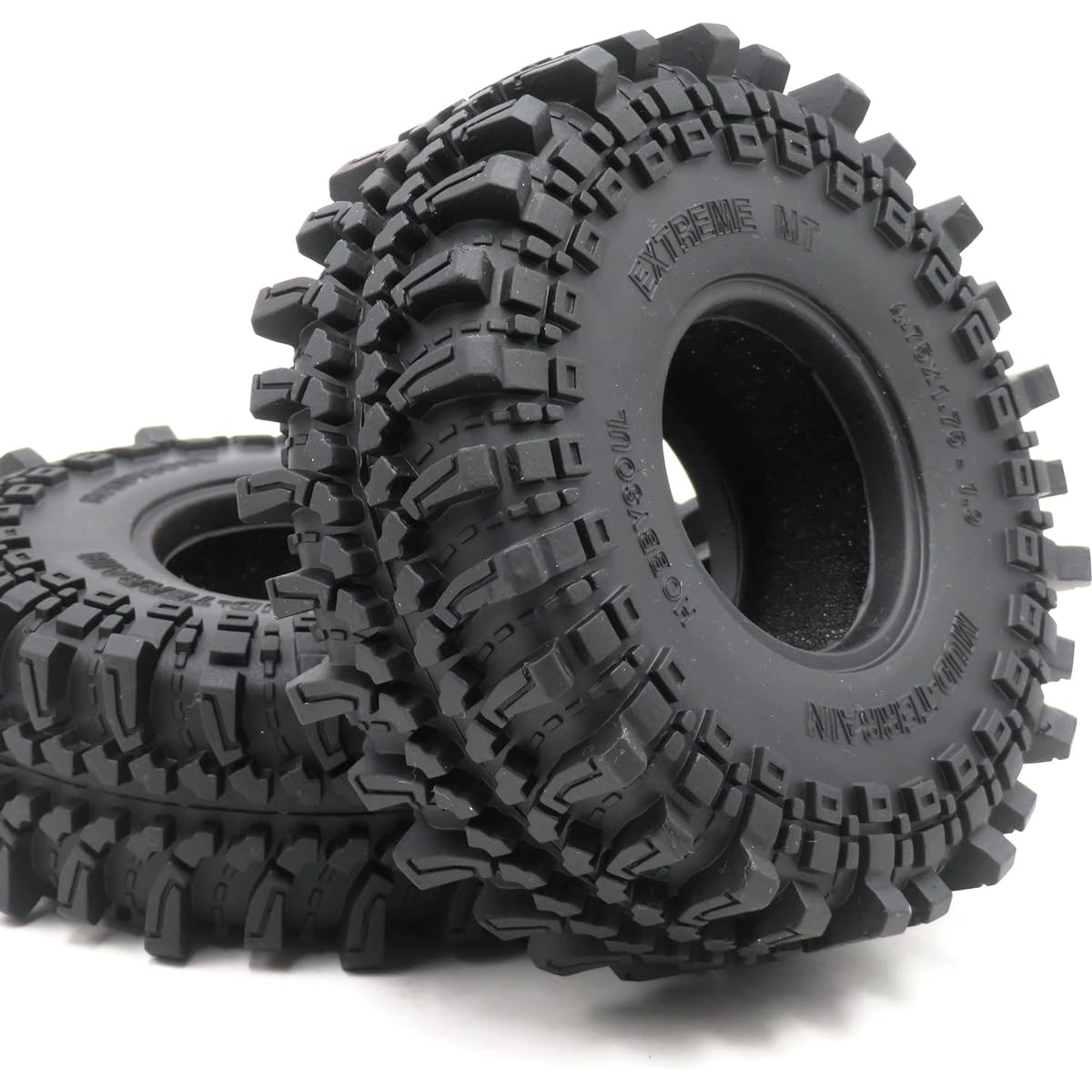 HOBBYSOUL RC 1.9 Mud Terrain Tires Super Grip Soft Crawler Tires 121mm/4.75inch for 1.9 Beadlock Wheel Rims, Set of 4